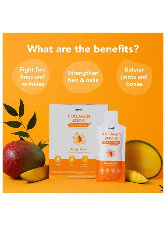 Zooki Liposomal Collagen 5000mg – Mango & Peach Flavor – High Absorption Liquid Collagen Sachets – Skin, Hair & Joint Support – 14 Sachets - Image 5